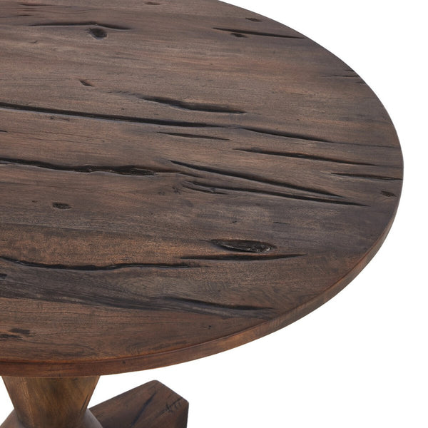 Roma Pedestal Side Table reclaimed top details