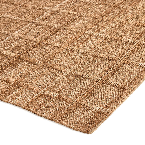 Grid Natural Jute Rug corner closeup