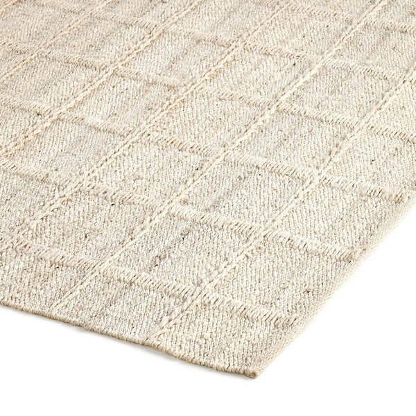 Grid Bleached Jute Rug Corner