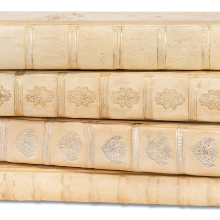 Ivory Leather Decorative Book Set Spine Details