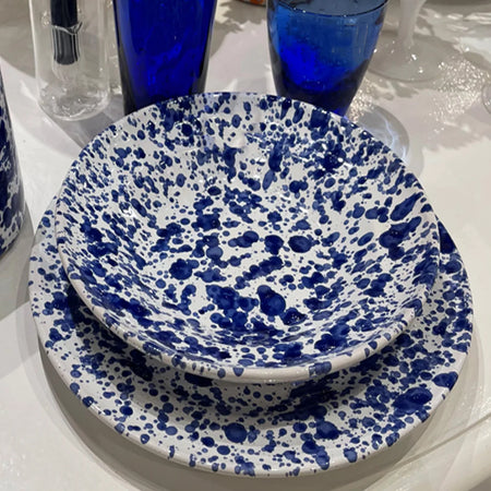 Taverna Cobalt Speckled Plate and Soup Bowl