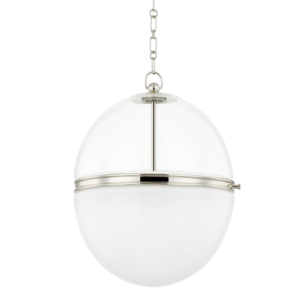 Downton Glass Globe Pendant with Polished Nickel