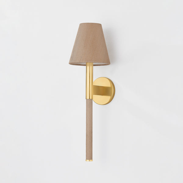 Lindenwood Wall Sconce - brass and grasscloth