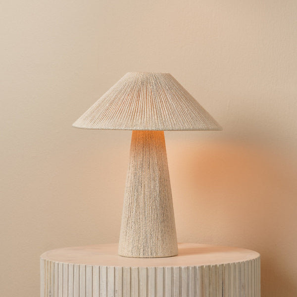 Trouville Table Lamp on table - natural rope