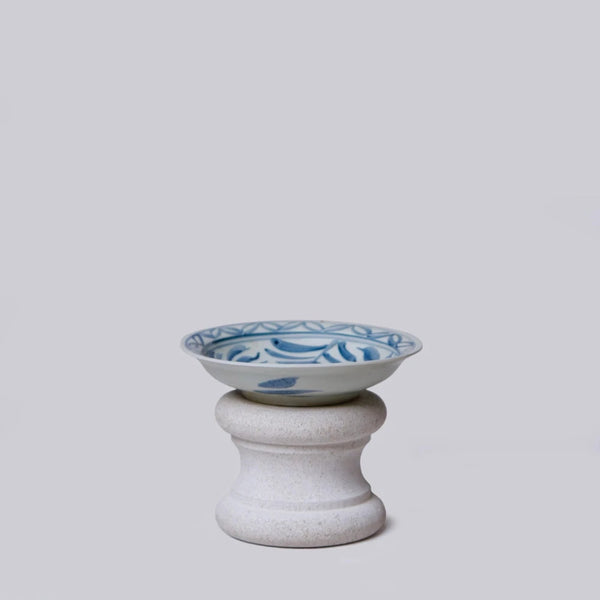 Blue and White Flower Trinket Dish on pedestal