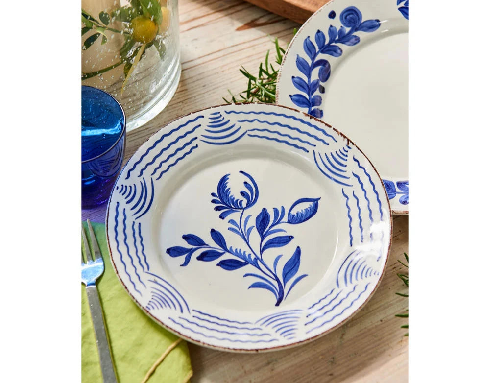 Casa Nuno Blue Tulip Plate styled on table