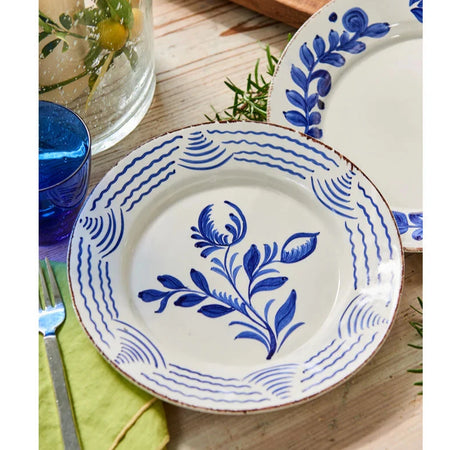 Casa Nuno Blue Tulip Plate styled on table