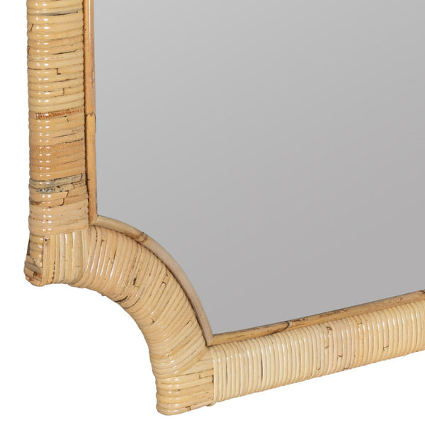 Brava Wrapped Rattan Mirror scooped corner detail