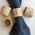 Water Hyacinth Napkin Rings with blue napkin