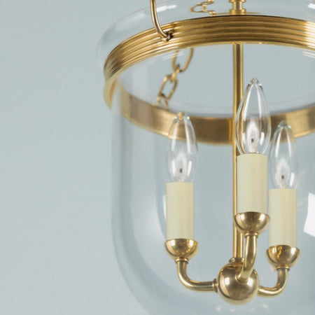 Rousham Glass Semi Flush Mount Brass Details