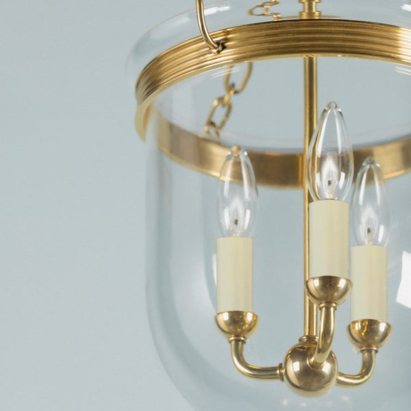 Rousham Glass Semi Flush Mount Brass Details
