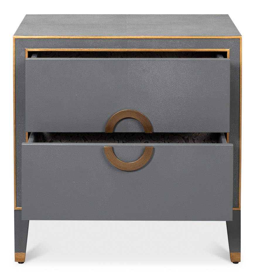 Gideon Slate Shagreen Nightstand with open drawers