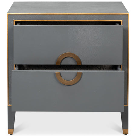 Gideon Slate Shagreen Nightstand with open drawers