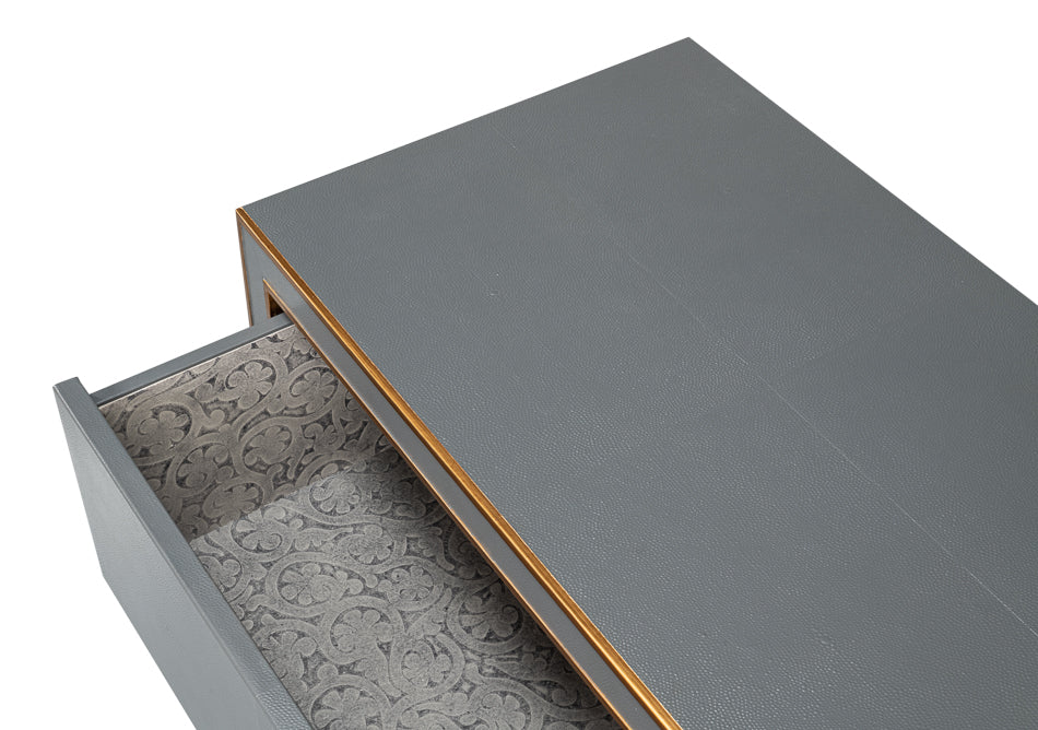 Gideon Slate Shagreen Nightstand with finished interior drawers