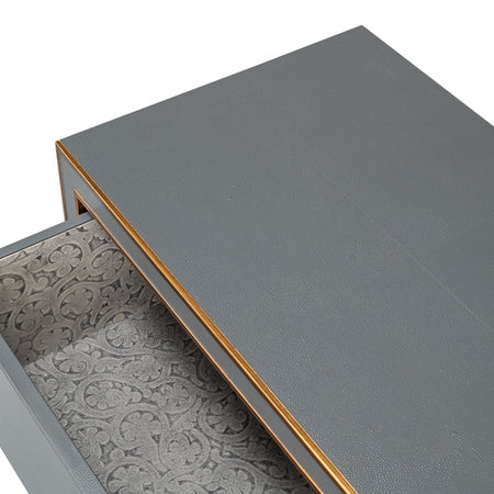 Gideon Slate Shagreen Nightstand with finished interior drawers