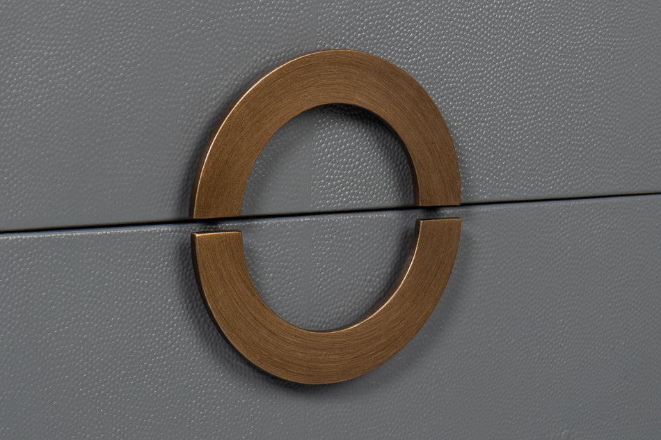 Gideon Slate Shagreen Nightstand Round Gold DrawerPulls