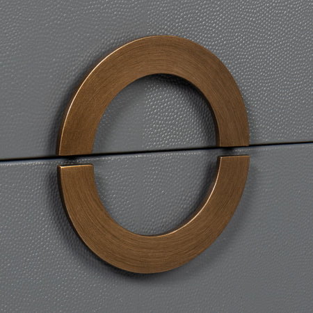 Gideon Slate Shagreen Nightstand Round Gold DrawerPulls