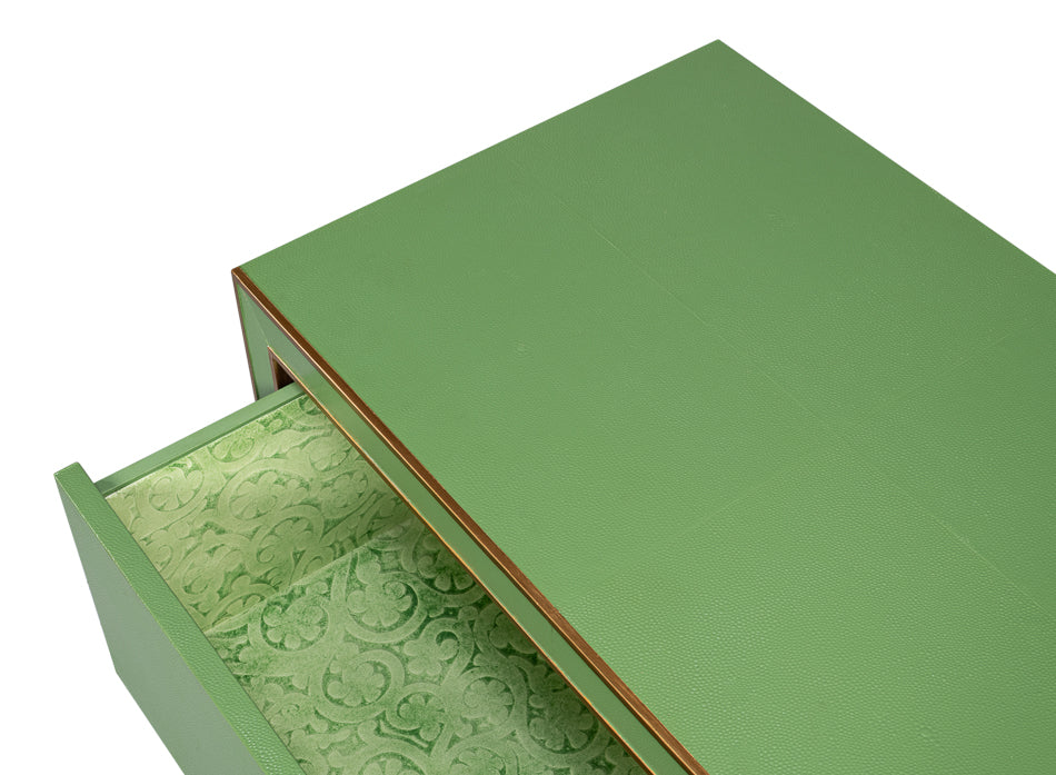 Gideon Verde Green Shagreen Nightstand