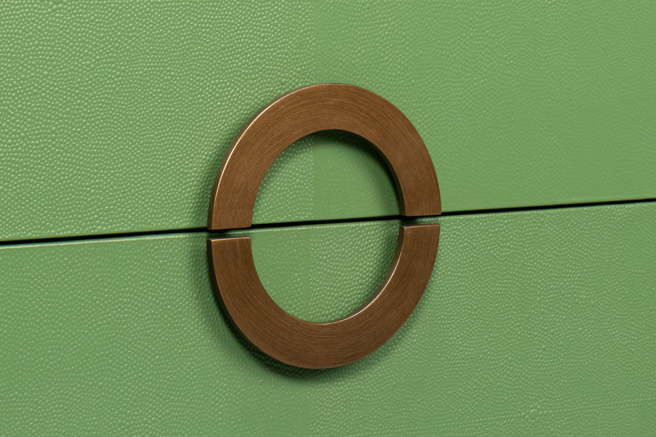 Gideon Verde Shagreen Nightstand Circular Drawer Pulls