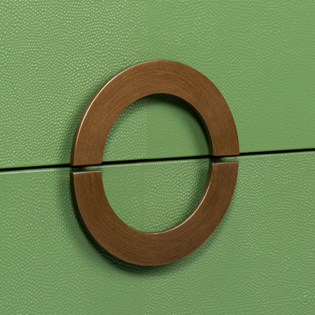 Gideon Verde Shagreen Nightstand Circular Drawer Pulls