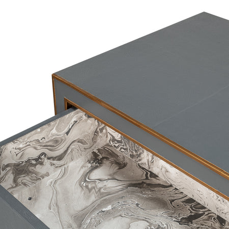 Gideon Slate Shagreen Dresser marbelized interior drawer