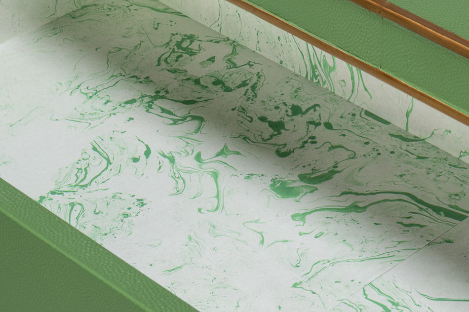 Gideon Verde Shagreen Dresser marbelized interior drawers