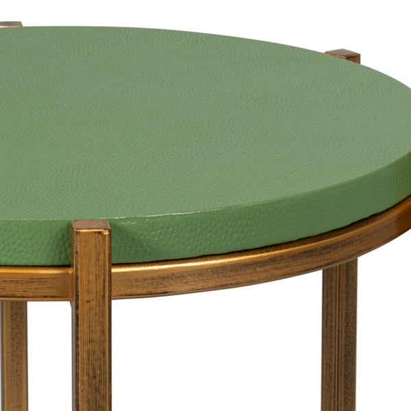 Verde Shagreen Accent Table Textured Leather top