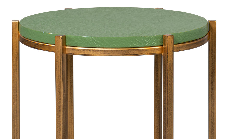Verde Shagreen Accent Table Closeup