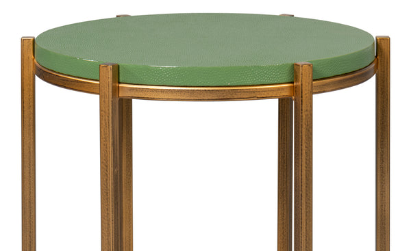 Verde Shagreen Accent Table Closeup