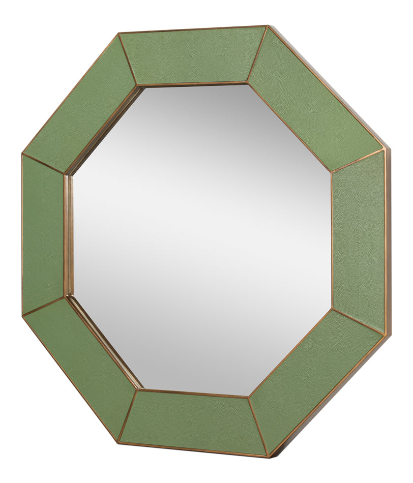Edgar Verde Embossed Leather Shagreen Mirror
