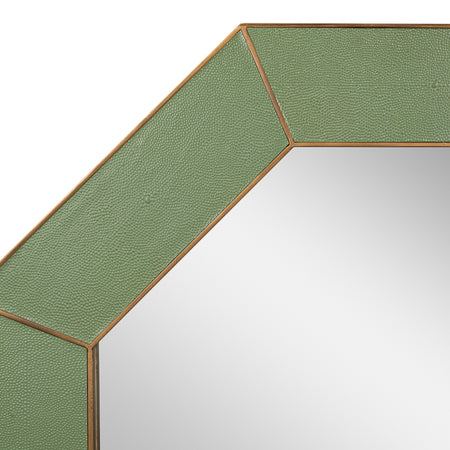 Edgar Verde Embossed Leather Shagreen Mirror - texture closeup