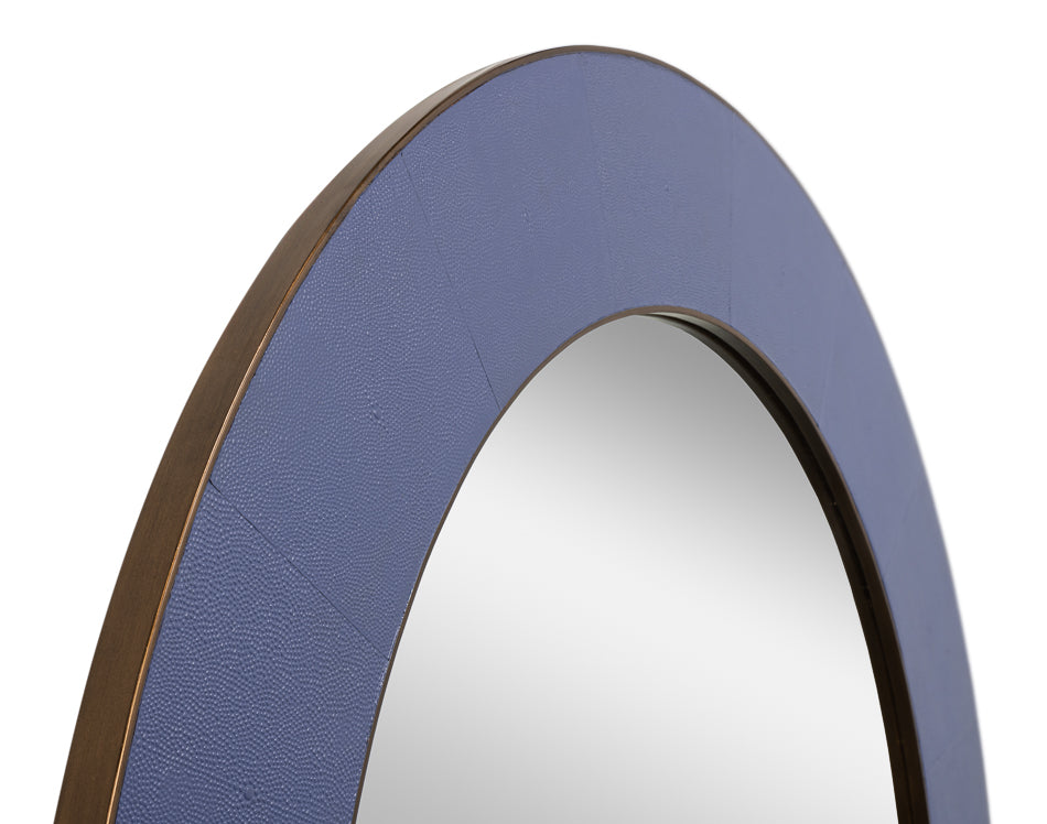 Jacques Marine Blue Textured Leather Shagreen Mirror