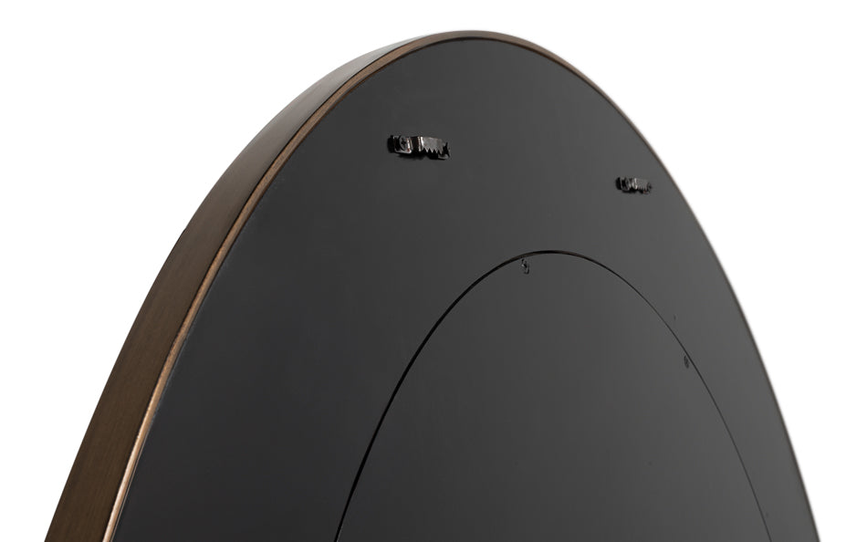 Jacques Marine Blue Textured Leather Shagreen Mirror - sawtooth hooks on back