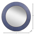 Jacques Marine Blue Textured Leather Shagreen Round Wall Mirror dimensions