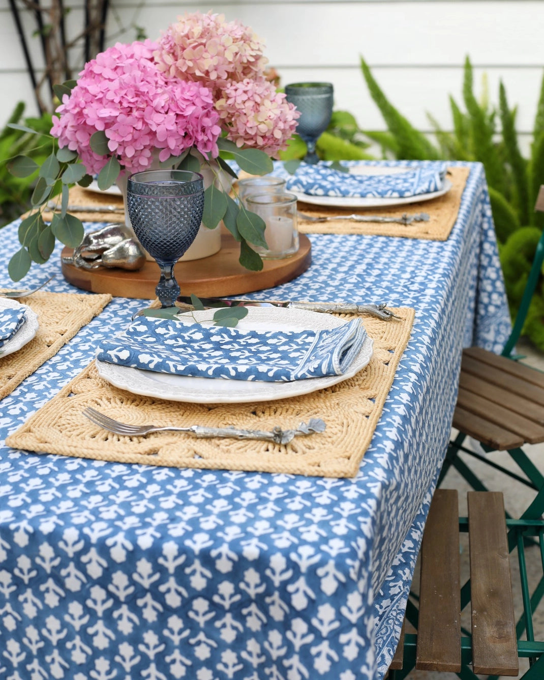 Charlotte Indigo Napkins styled on table