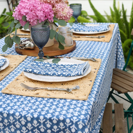 Charlotte Indigo Napkins styled on table