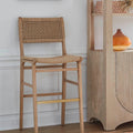 Flint Natural Bar Stool with Woven back