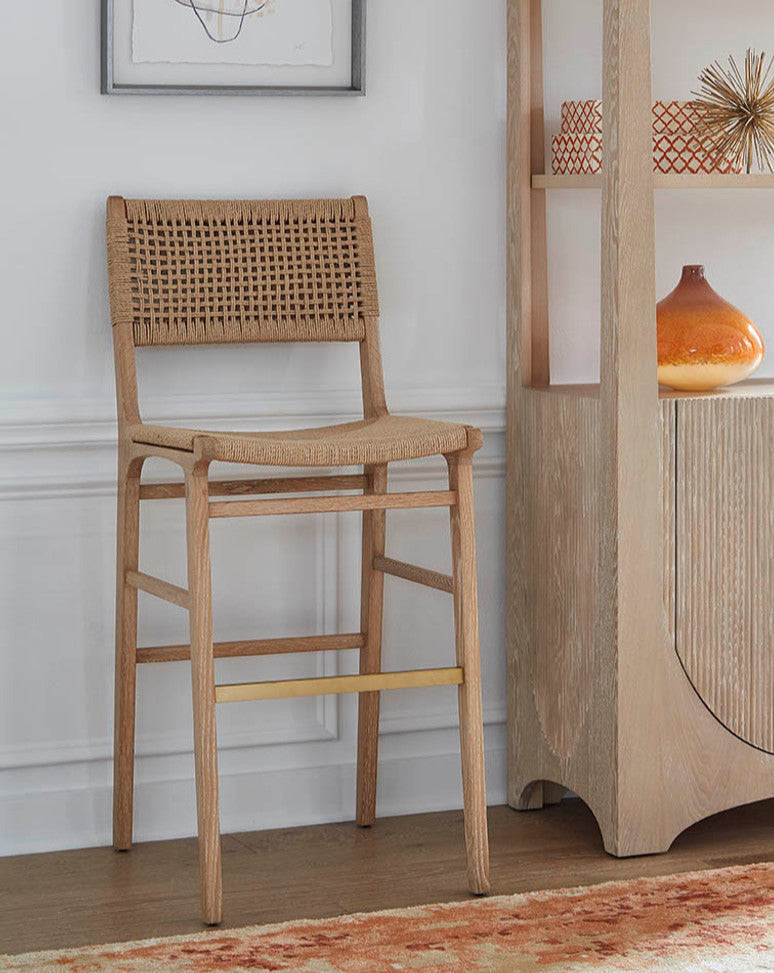 Flint Natural Bar Stool with Woven back