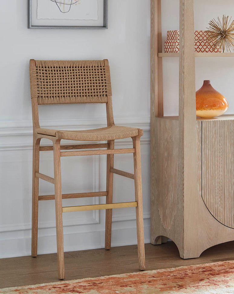 Flint Natural Counter Stool with Woven Rush Seat