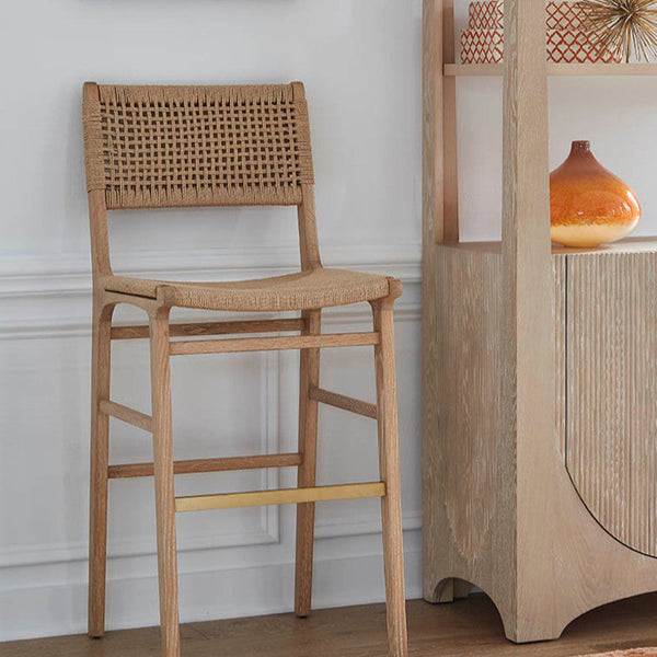 Flint Natural Counter Stool with Woven Rush Seat