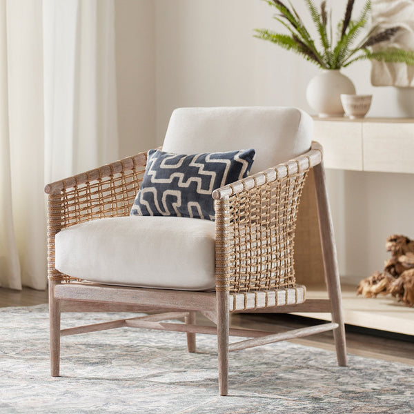 Palecek Melrose Woven Rope Lounge Chair in living room