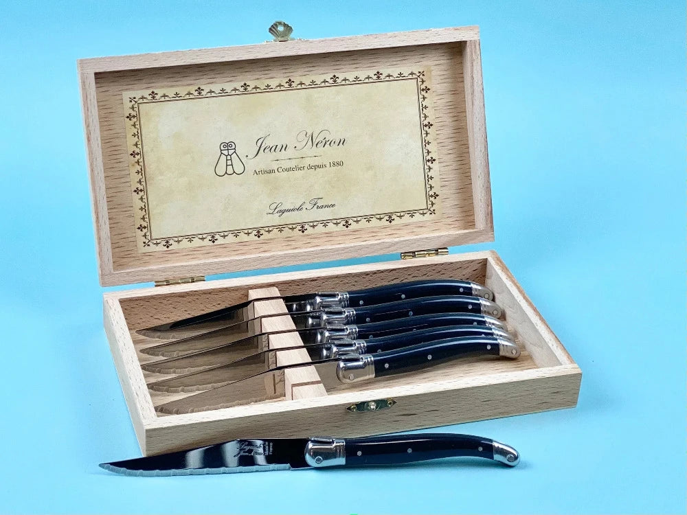 Boxed Laguiole Black Knife Set - Made in France