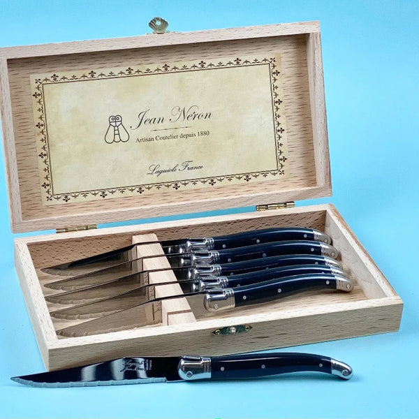 Boxed Laguiole Black Knife Set - Made in France