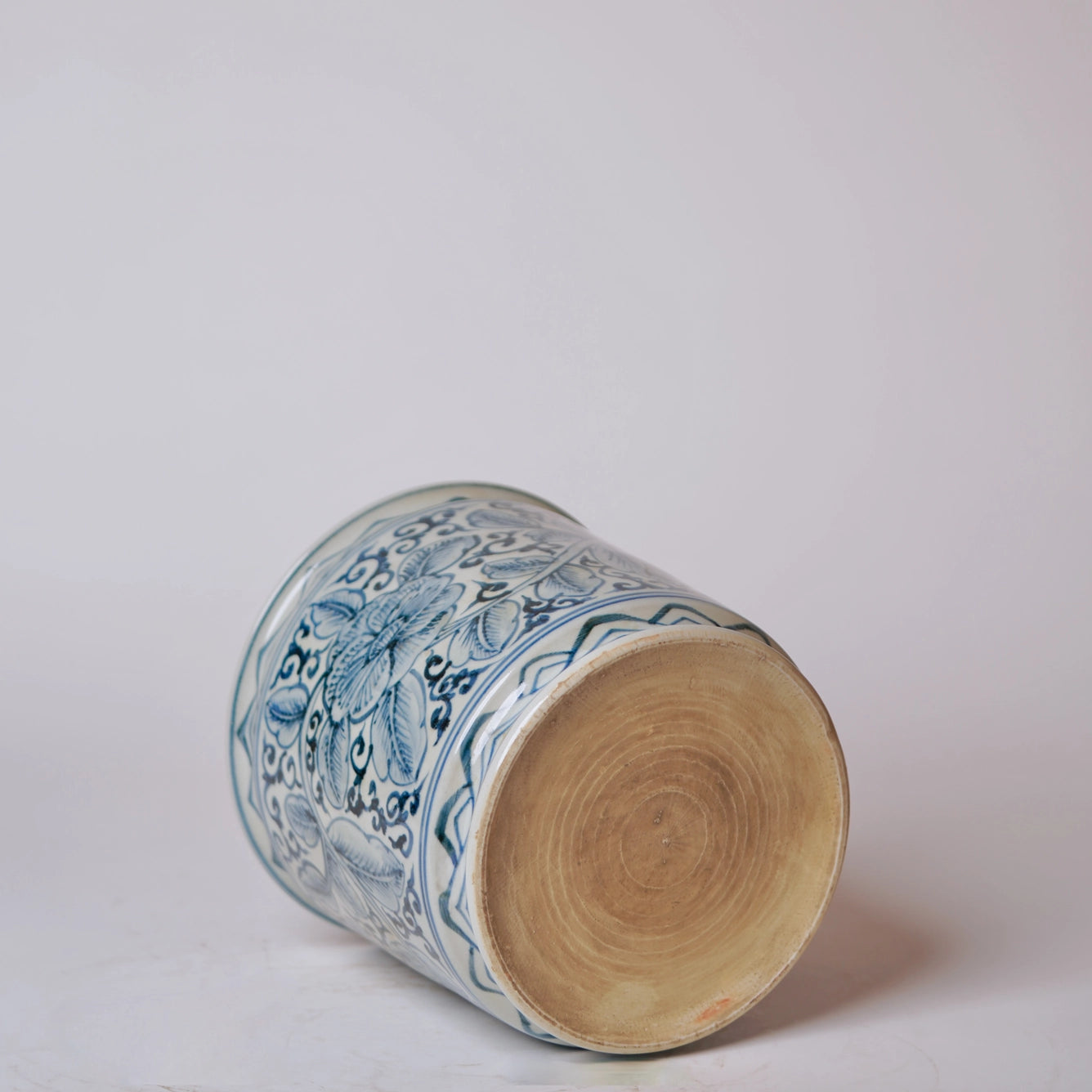 Blue Floral Vine Orchid Pot Bottom