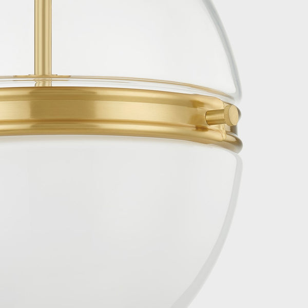 Downton Glass Globe Pendant with Brass Detail