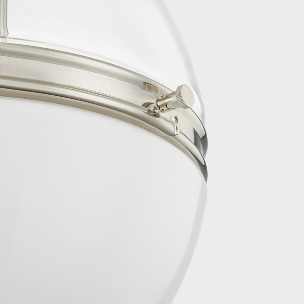 Downton Glass Globe Pendant Polished Nickel Details