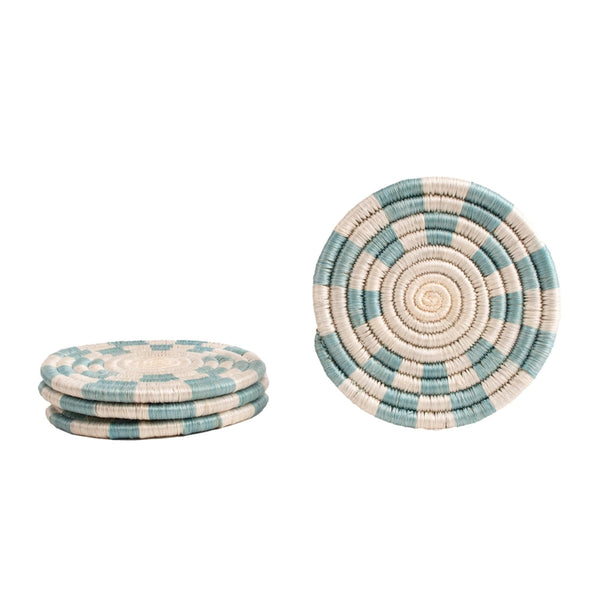 Blue Checkered Coaster Set - Fair Trade