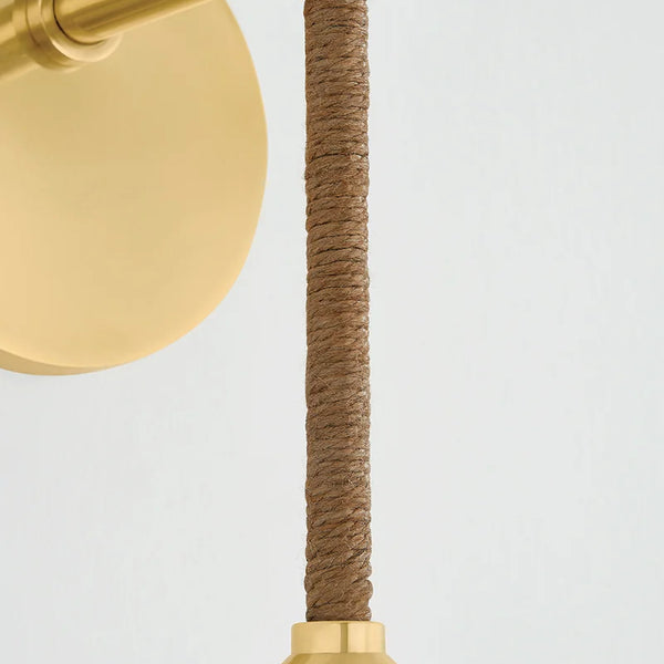 Abbie Wall Sconce - rope wrap detail