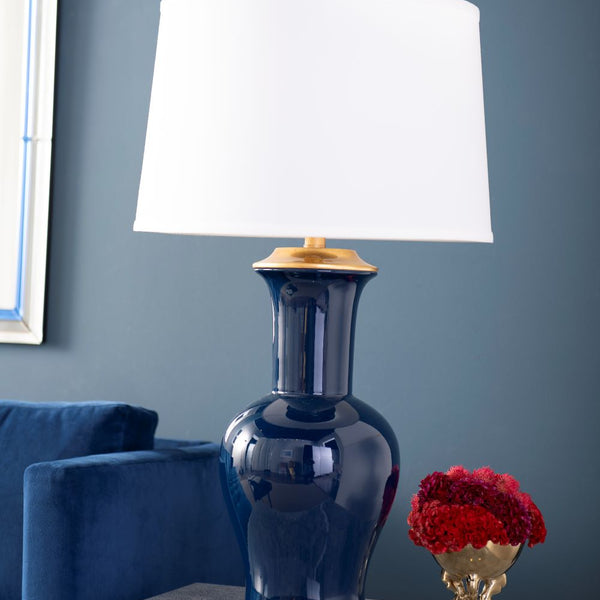 Madeline Navy Lamp with white shade