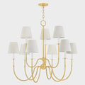 Vivien Large Chandelier - Nine Lights with Textured Linen Tapered Shades